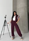 Bordo Beyaz 3 Çizgili Premium Takım