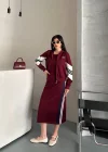 Bordo Oysho Elbise Hırka New