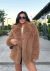 Camel Ceket Yaka Kürk Kaban