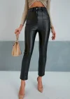 Çımalı Düğmeli Deri Pantolon