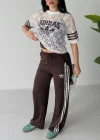 Kahve Dantel Detaylı Oversize Takım