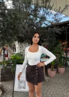 Kahve Kot Şortlu Etek