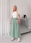 Mint Poplin Kemer Detay Etekli Elbise