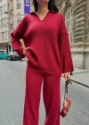 Kırmızı Triko İkili Takım