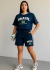 Lacivert Brasil Oversize Unisex Şortlu Takım