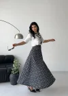 Lacivert Desenli Polo Yaka Etek Takım