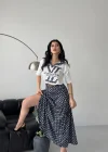 Lacivert Desenli Polo Yaka Etek Takım