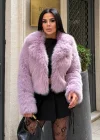 Lila Kısa Crop Kürk