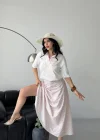 Pudra Desenli Polo Yaka Etek Takım