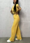 Sarı Palazzo Crop İkili Takım