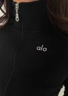Siyah Alo Fermuarlı Crop Takım