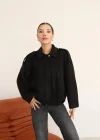 Siyah Ceket Fermuarlı Süet