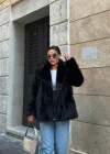 Siyah Ceket Yaka Kürk Kaban