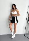 Siyah Çift Renk Modal Şort Etek