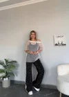 Siyah File Detaylı Taş İşlemeli 3lü Takım