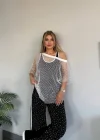 Siyah File Detaylı Taş İşlemeli 3lü Takım