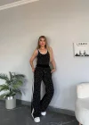 Siyah File Detaylı Taş İşlemeli 3lü Takım