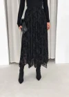 Siyah Flok Tüllü Astarlı Etek