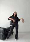 Siyah Leopar Şeritli Takım