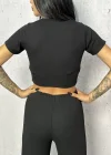 Siyah Palazzo Crop İkili Takım
