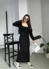 Siyah Sweat Elbise Kombini