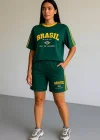 Yeşil Brasil Oversize Unisex Şortlu Takım