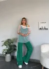 Yeşil File Detaylı Taş İşlemeli 3lü Takım