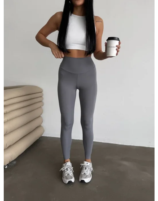 Antrasit Alo Sıkılaştırıcı Yüksek Bel Tayt