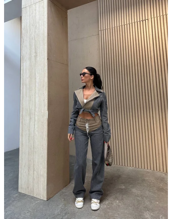 Antrasit Özel Tasarım Class Denim İkili Takım