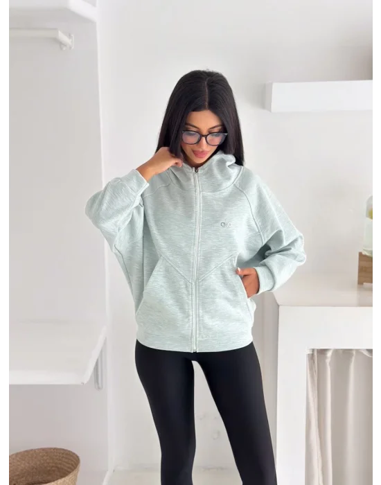 Mint Yeşil Alo Fermurarlı Polar