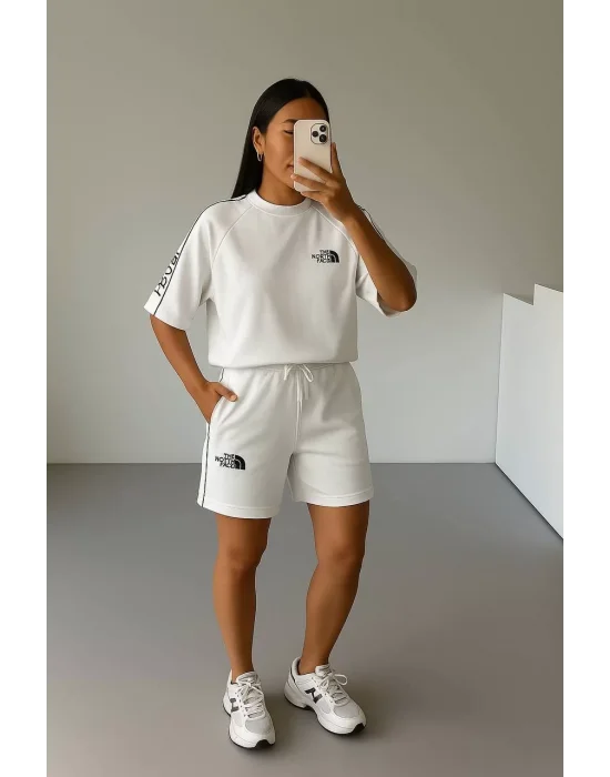 Beyaz NF Oversize Unisex Şortlu Takım