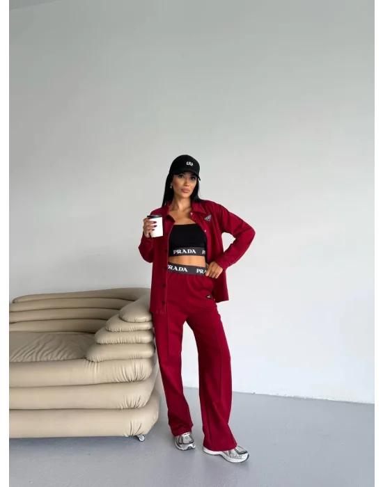 Bordo İki İplik Üçlü Takım