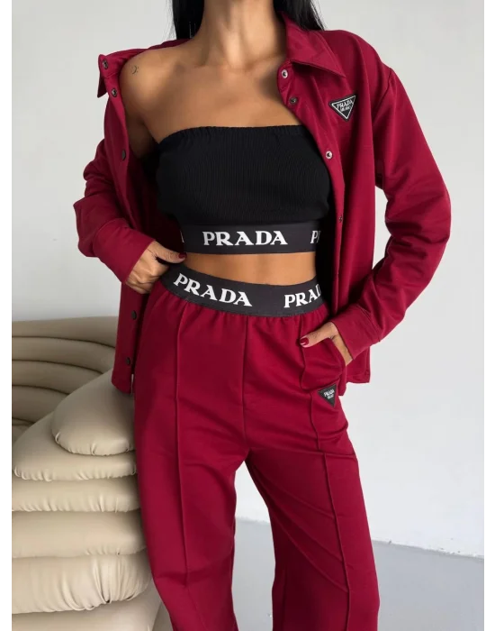 Bordo İki İplik Üçlü Takım