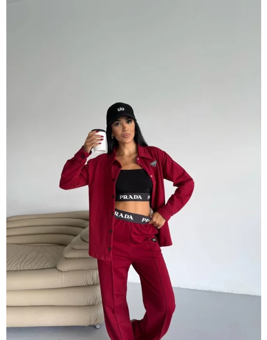 Bordo İki İplik Üçlü Takım