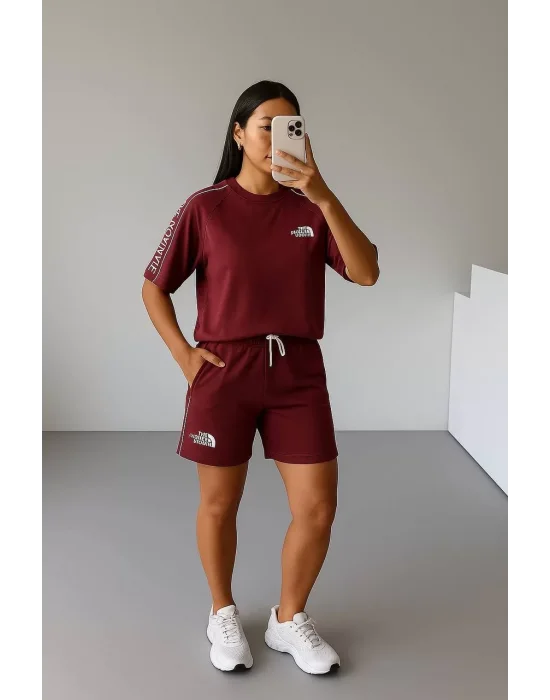 Bordo NF Oversize Unisex Şortlu Takım