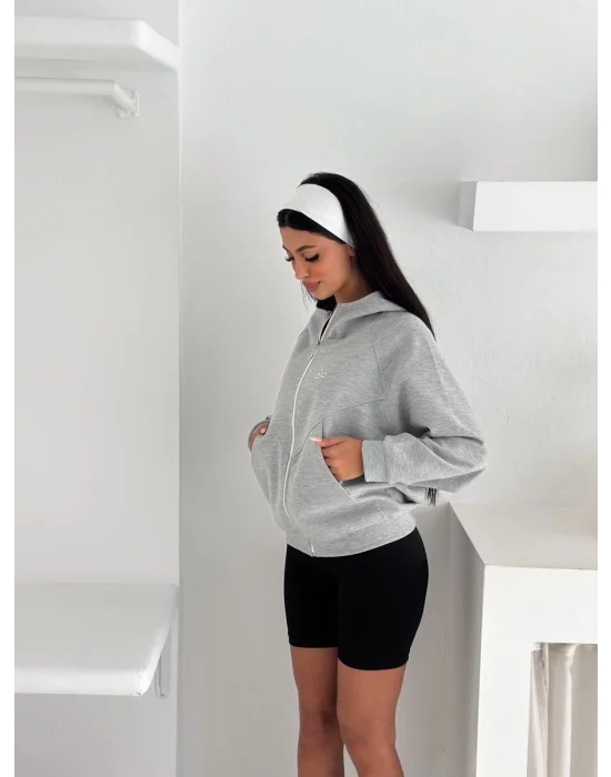 Gri Alo Fermurarlı Polar