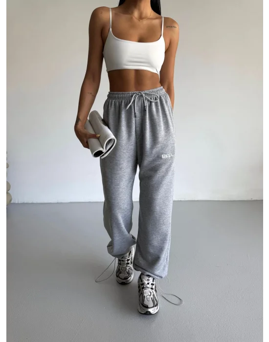 Gri Bell Stoperli Oversize Unisex Eşofman