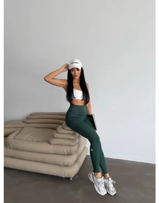 Haki Alo Sıkılaştırıcı Yüksek Bel Tayt