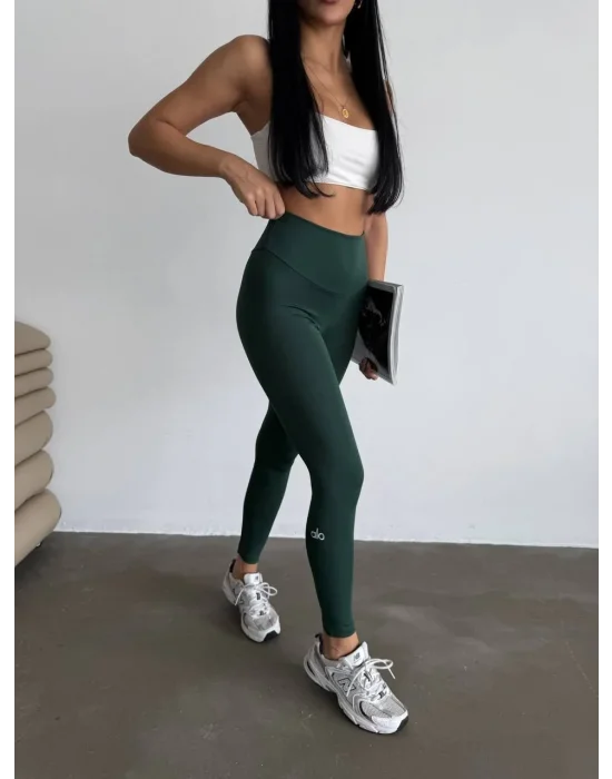 Haki Alo Sıkılaştırıcı Yüksek Bel Tayt