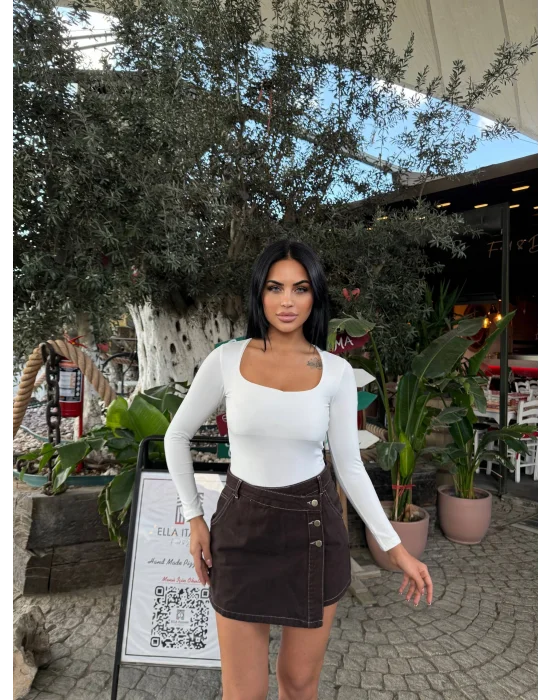 Kahve Kot Şortlu Etek