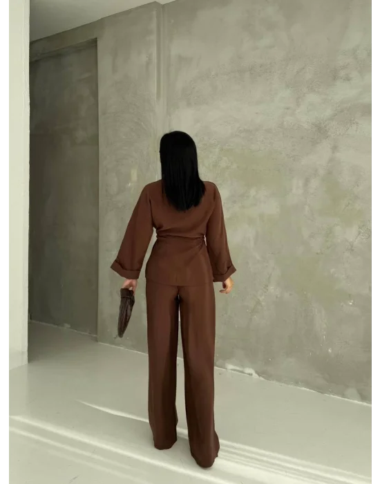 Kahve Model Bol Paça İkili Takım