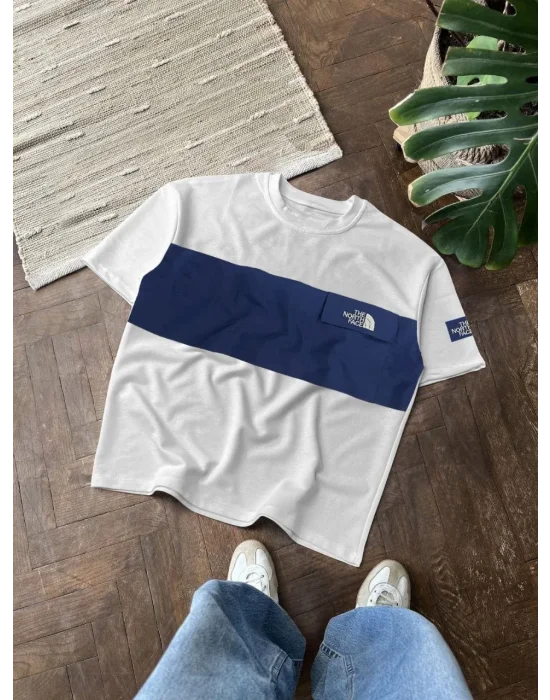 Mavi Şerit NF Oversize Unisex Tshirt