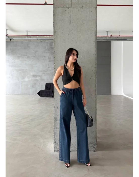 Mint Palazo Bel Bağlamalı Jean