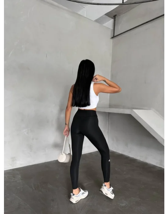 Siyah Alo Sıkılaştırıcı Yüksek Bel Tayt