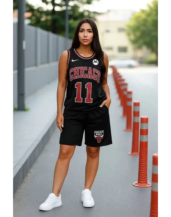 Siyah Chicago Bulls 11 Oversize Unisex Şortlu Takım