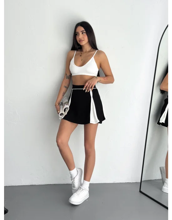 Siyah Çift Renk Modal Şort Etek