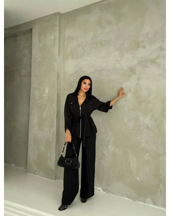 Siyah Model Bol Paça İkili Takım