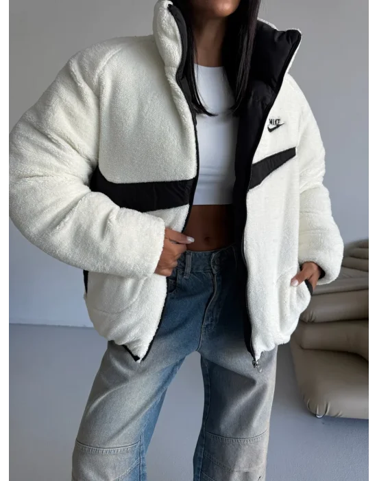 Siyah NK Oversize Unisex Çift Taraflı Mont