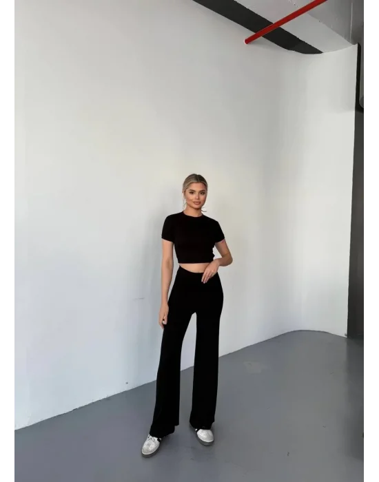 Siyah Oysho Modal İkili Crop Takım
