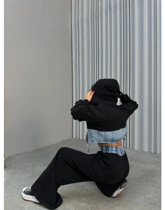 Siyah Üç İplik Şardonsuz İkili Takım